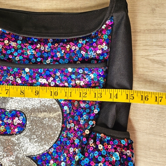 Justice Blue Silver Pink Purple Sequin Messenger Bag Glitter Letter R Initial - Picture 10 of 15